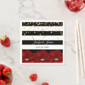 Serviette En Papier Mariage d'or Black White Roses (En situation)