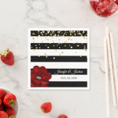 Serviette En Papier Mariage d'or Black White Roses (En situation)