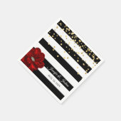 Serviette En Papier Mariage d'or Black White Roses (Coin)