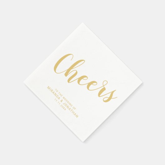 Serviette En Papier mariage d'or de script moderne 'Cheers' (Coin)
