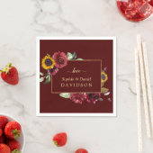 Serviette En Papier Mariage d'or du tournesol royal de Bourgogne (En situation)