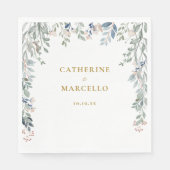 Serviette En Papier Mariage d'or Fleur sauvage de verdure (Devant)