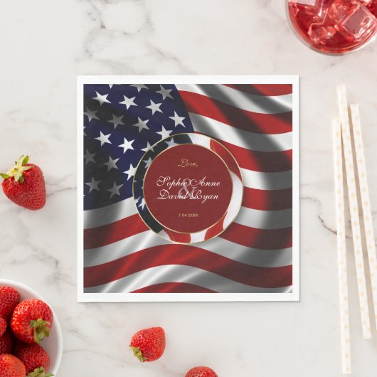 Serviette En Papier Mariage d'or moderne Patriotique Élégant USA (En situation)