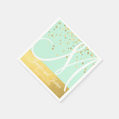 Serviette En Papier Mariage d'or Monogramme Mint Green (Coin)