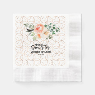 Serviette En Papier Mariage d'or Motif à anneau avec Roses orange