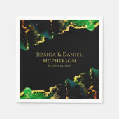 Serviette En Papier Mariage d'or noir Abstrait unique (Devant)