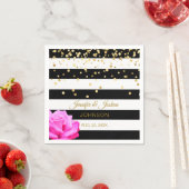 Serviette En Papier Mariage d'or noir blanc rose rose (En situation)