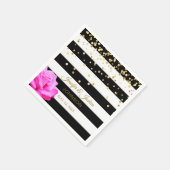 Serviette En Papier Mariage d'or noir blanc rose rose (Coin)