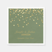 Serviette En Papier Mariage d'or vert OLIVE SAGE personnalisé (Devant)