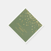 Serviette En Papier Mariage d'or vert OLIVE SAGE personnalisé (Coin)