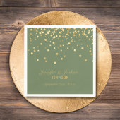 Serviette En Papier Mariage d'or vert OLIVE SAGE personnalisé