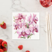 Serviette En Papier Mariage d'orchidées rose et blanche (En situation)