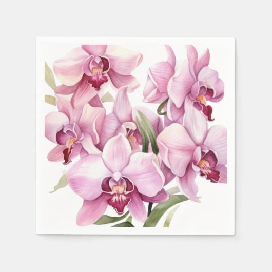 Serviette En Papier Mariage d'orchidées rose et blanche (Devant)