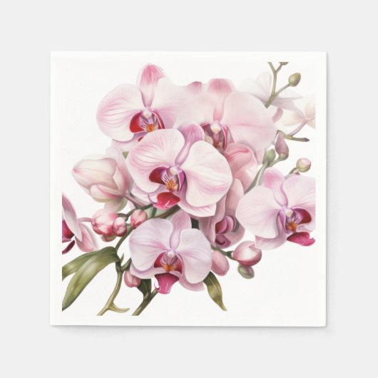 Serviette En Papier Mariage d'orchidées rose et blanche (Devant)