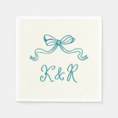 Serviette En Papier Mariage double Monogramme à main blanche (Devant)