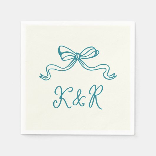 Serviette En Papier Mariage double Monogramme à main blanche (Devant)