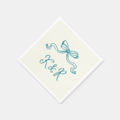 Serviette En Papier Mariage double Monogramme à main blanche (Coin)