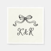 Serviette En Papier Mariage double Monogramme à main blanche (Devant)