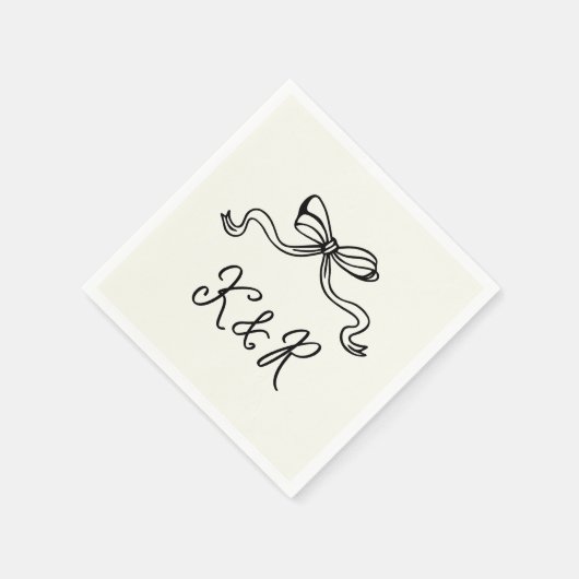 Serviette En Papier Mariage double Monogramme à main blanche (Coin)