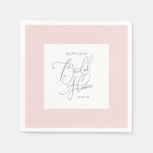 Serviette En Papier Mariage douche florale rose (Devant)