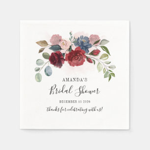 Serviette En Papier Mariage douches Bourgogne Floral Rustique Personna