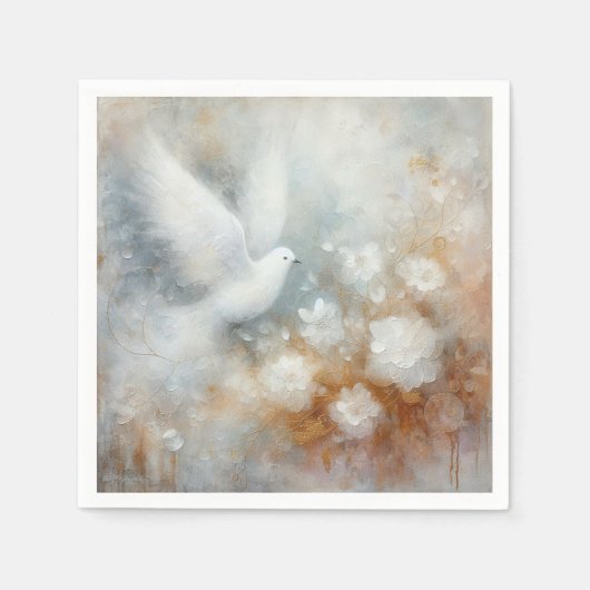 Serviette En Papier Mariage Dove Papier Floral Napkins (Devant)