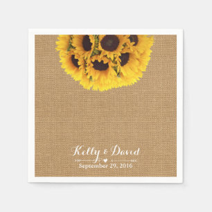 Serviette En Papier Mariage du Burlap Country Sunflowers