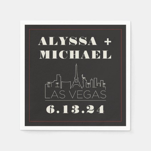 Serviette En Papier Mariage du casino de Las Vegas Skyline (Devant)