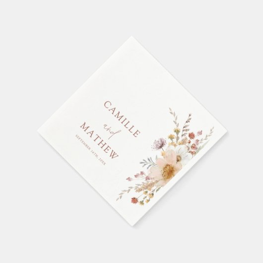 Serviette En Papier Mariage du jardin fleur sauvage (Coin)