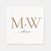 Serviette En Papier Mariage du nom du monogramme noir et or (Devant)