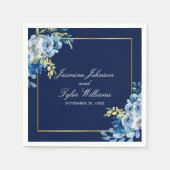 Serviette En Papier Mariage du soir élégant en or bleu marine (Devant)