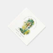 Serviette En Papier Mariage Dusky Green Tropical Aquarelle Palm Trees (Coin)
