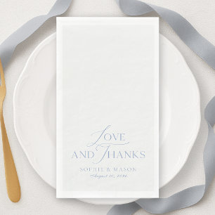 Serviette En Papier Mariage Dusty Blue Amour et Merci