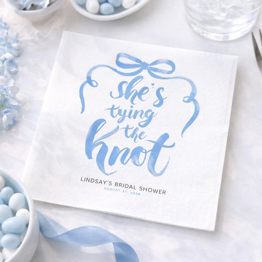 Serviette En Papier Mariage Dusty Blue Bow Elle se marie Shower