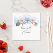 Serviette En Papier Mariage Dusty Blue et Blush Beach (En situation)