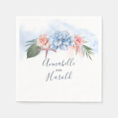 Serviette En Papier Mariage Dusty Blue et Blush Beach (Devant)