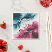 Serviette En Papier Mariage Dusty Blue et Burgundy (En situation)