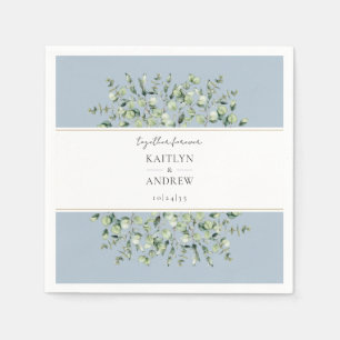 Serviette En Papier Mariage Dusty Blue Eucalyptus Ensemble Pour Toujou