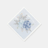 Serviette En Papier Mariage Dusty Blue Watercolor Peonies (Coin)