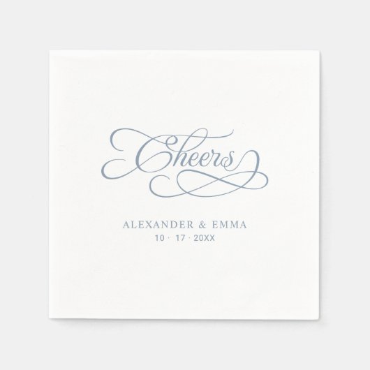 Serviette En Papier Mariage Dusty Blue & White Calligraphy (Devant)