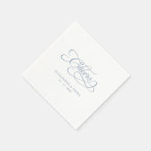 Serviette En Papier Mariage Dusty Blue & White Calligraphy (Coin)
