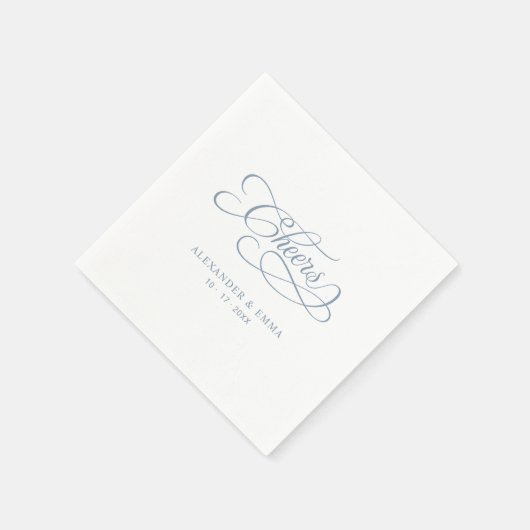 Serviette En Papier Mariage Dusty Blue & White Calligraphy (Coin)