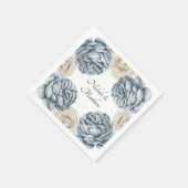 Serviette En Papier Mariage Dusty Blue & White Peony (Coin)