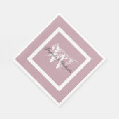 Serviette En Papier Mariage Dusty rose Élégant Monogramme + Noms papie (Coin)