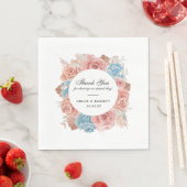 Serviette En Papier Mariage Dusty Rose Rose bleu Hydrangea (En situation)