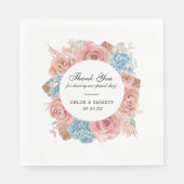 Serviette En Papier Mariage Dusty Rose Rose bleu Hydrangea (Devant)