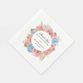Serviette En Papier Mariage Dusty Rose Rose bleu Hydrangea (Coin)