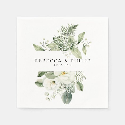 Serviette En Papier Mariage Dusty Sage Green (Devant)