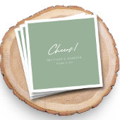 Serviette En Papier Mariage Dynamique Vert Sauge Swoop Script Applaudi