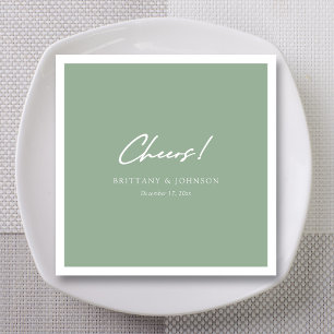 Serviette En Papier Mariage Dynamique Vert Sauge Swoop Script Applaudi